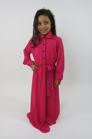 Amanis-Pink-Long-Sleeve-Polka-Dot-Dress-For-Kids-Maxi-Dress-Style-UK-1