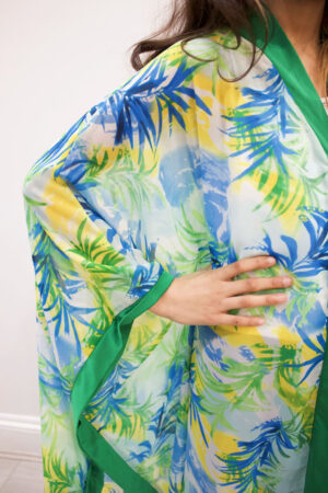 printed palm chiffon kimono 1