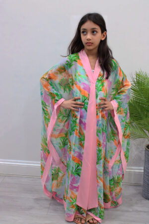 printed palm chiffon kimono 2