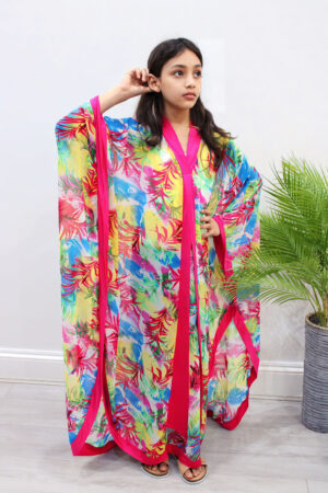 printed palm chiffon kimono 3