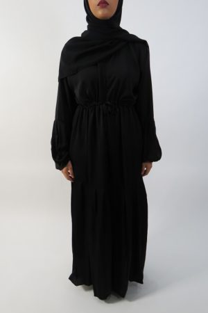 Amanis-Black-Half-Pleated-Open-Abaya-UK-1