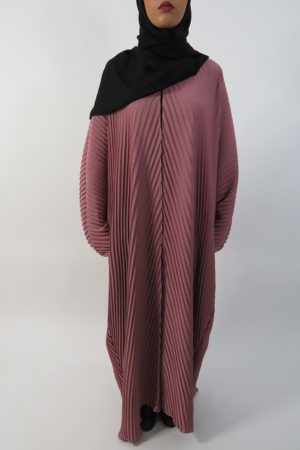 Amanis-Full-Pleated-Peach-Open-Abaya-Style-UK-1