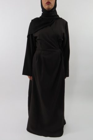 Amanis-Dark-Brown-Long-Sleeve-Wrap-Around-Maxi-Jacket-Style-UK-1