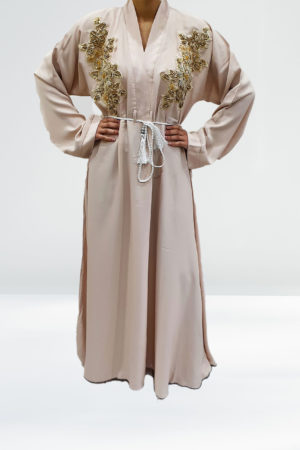 CREAM FLORAL ABAYA 1