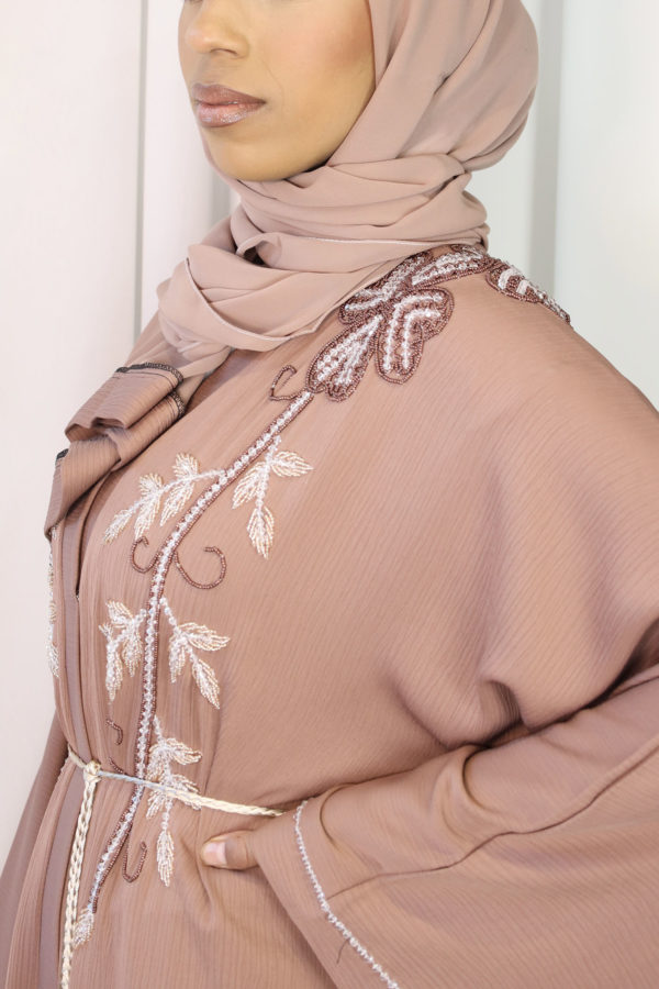 AMANI'S FRENCH ROSE EMBELLISHED OPEN ABAYA 1