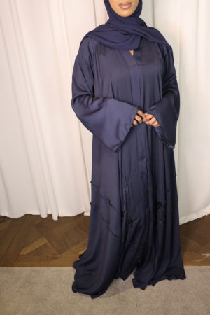 AMANI'S ROYAL NAVY EMBELLISHED UMBRELLA CUT OPEN ABAYA 1