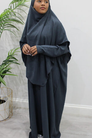 AMANIS ABAYA WITH DIAMOND KHIMAR - ANCHOR GREY 1