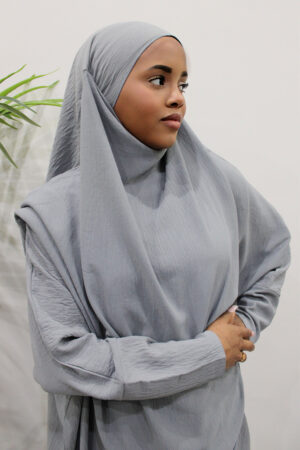 AMANIS ABAYA WITH DIAMOND KHIMAR - LIGHT GREY 1