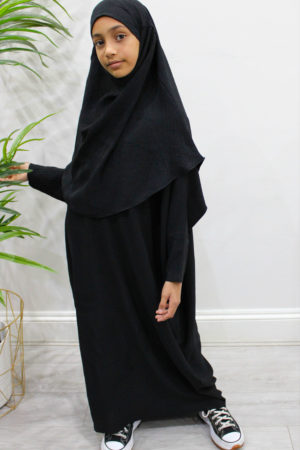 AMANIS GIRLS ABAYA AND KHIMAR SET - BLACK 1