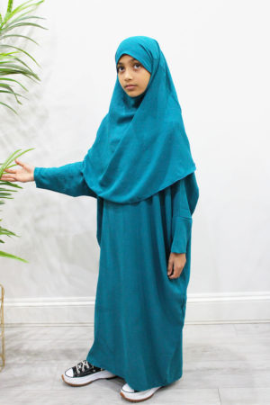 AMANIS GIRLS ABAYA AND KHIMAR SET - DARK TURQUOISE 1