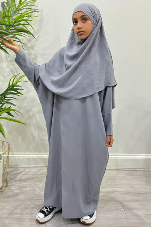 AMANIS GIRLS ABAYA AND KHIMAR SET - GREY 1