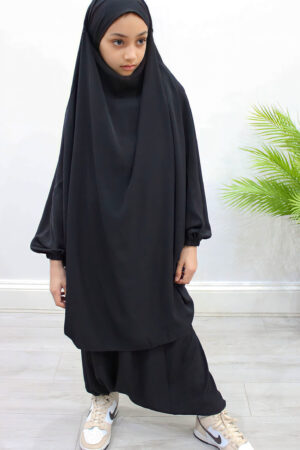 AMANIS GIRLS TWO-PIECE SAROUEL JILBAB - BLACK 1