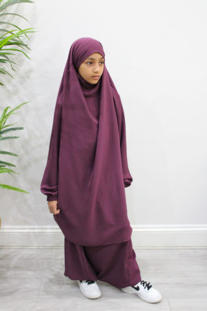 AMANIS GIRLS TWO-PIECE SAROUEL JILBAB - PLUM 1