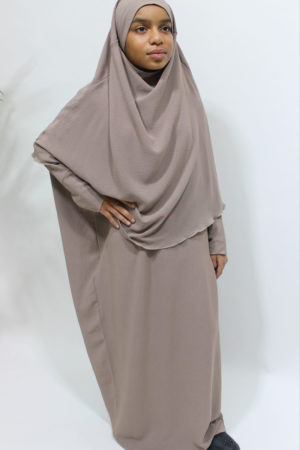 AMANIS GIRLS ABAYA AND KHIMAR SET - MOCHA 1