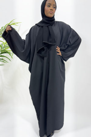 BLACK DETAILED OPEN ABAYA - ASH BLACK 1