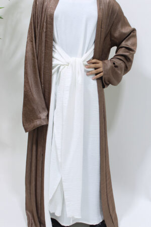 GIRL OPEN JACKET ABAYA SET - CHOCOLATE 1