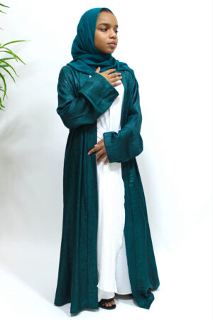 GIRL OPEN JACKET ABAYA SET - DARK TEAL 1