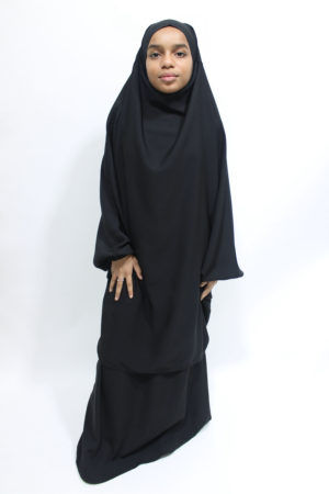 GIRLS JILBAB AND SKIRT SET - BLACK 1