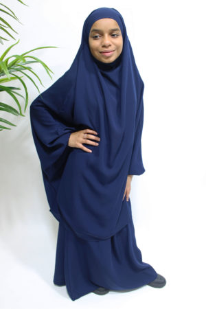 GIRLS JILBAB AND SKIRT SET - NAVY BLUE 1