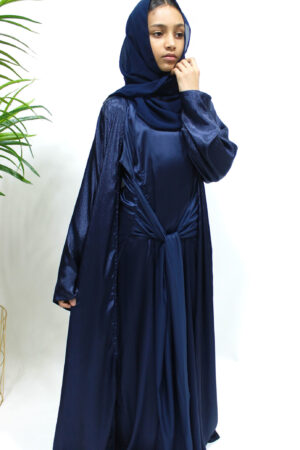 GIRLS OPEN JACKET ABAYA SET - NAVY BLUE 1