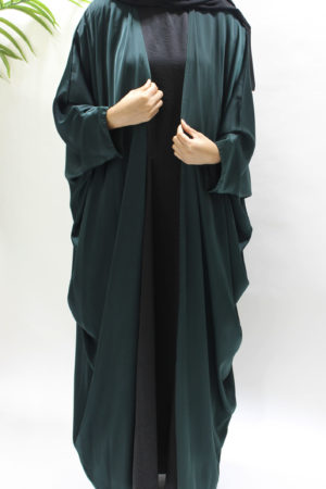 BOTTLE GREEN FARASHA ABAYA SET - 1