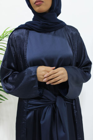 OPEN JACKET ABAYA WITH MATCHING INNER DRESS - NAVY BLUE 1