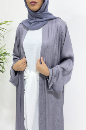 PREMIUM OPEN ABAYA WITH INNER SLIP DRESS - VESPER VOILET 1