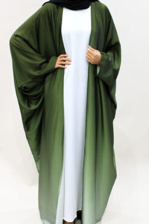 BISHT OMBRE ABAYA WITH INNER DRESS - GREEN 1