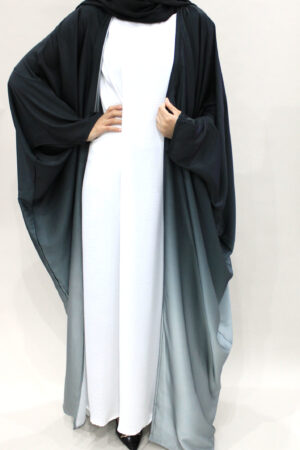 BISHT OMBRE ABAYA WITH INNER DRESS - GREY 1