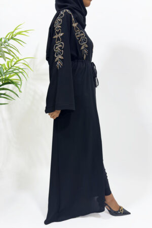 BLACK HAND EMBELLISHED OPEN ABAYA - 1