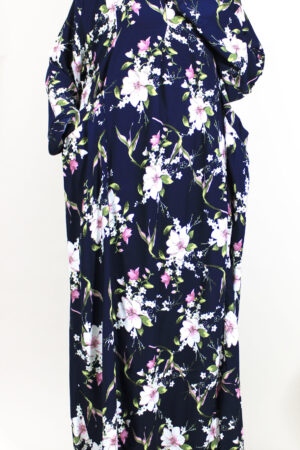 NAVY FLORAL MAXI DRESS WITH POCKETS - 1