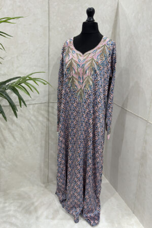 FLORAL PRINT MUKHAWAR JALABIYA - SOFT PINK 1