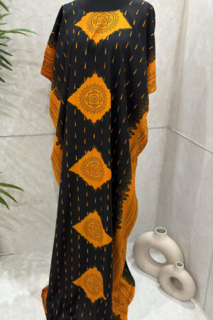 SHAASH PRINT BAATI - BLACK AND ORANGE 1