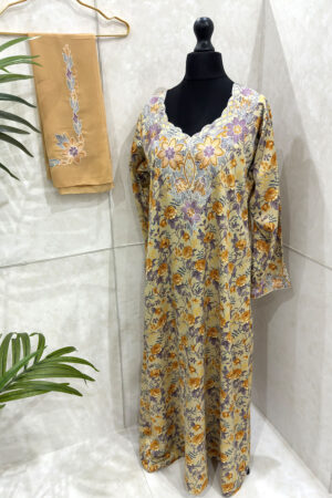 OCHER ORANGE FLORAL PRINT MUKHAWAR 1